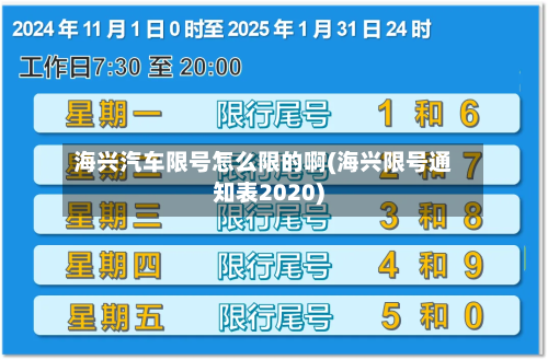 海兴汽车限号怎么限的啊(海兴限号通知表2020)