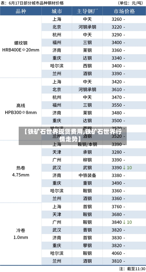 【铁矿石世界现货费用,铁矿石世界行情走势】