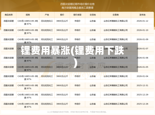 锂费用暴涨(锂费用下跌)