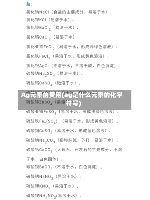 Ag元素的费用(ag是什么元素的化学符号)