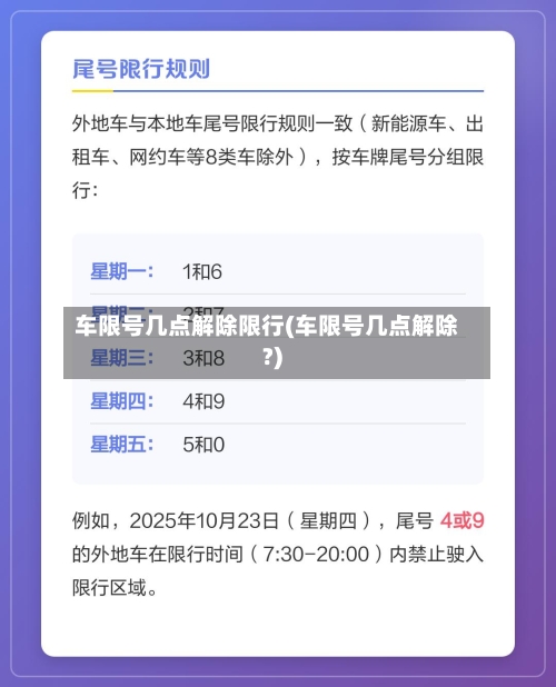 车限号几点解除限行(车限号几点解除?)