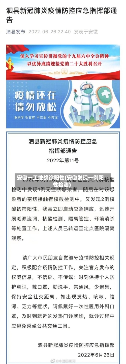 安徽一工地确诊阳性(安徽发现一例阳性检测)