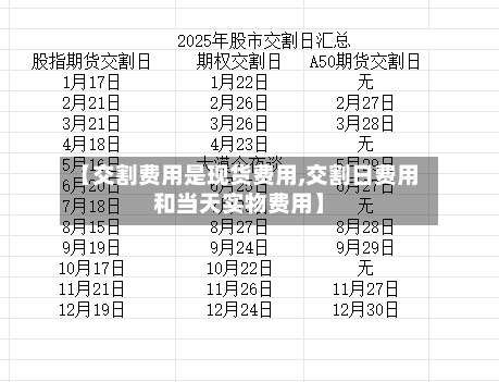 【交割费用是现货费用,交割日费用和当天实物费用】-第2张图片