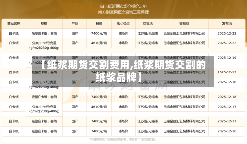 【纸浆期货交割费用,纸浆期货交割的纸浆品牌】-第2张图片