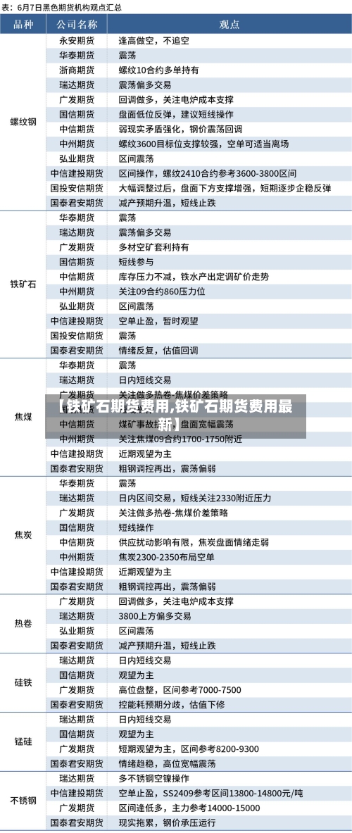 【铁矿石期货费用,铁矿石期货费用最新】