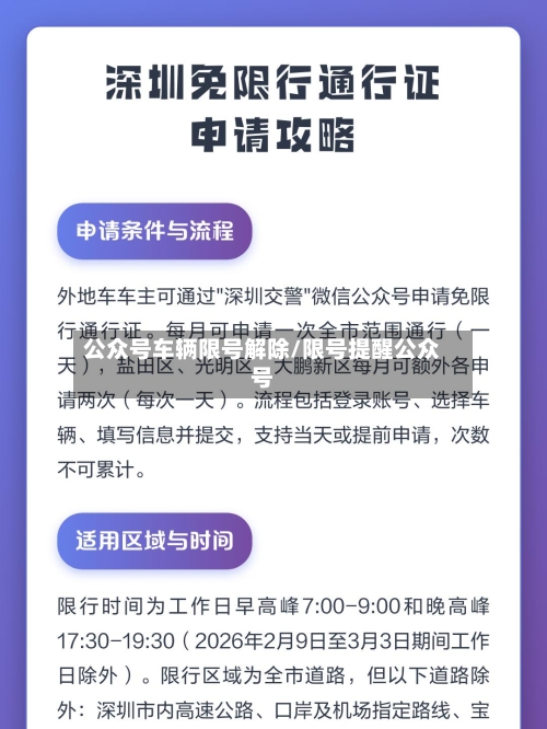 公众号车辆限号解除/限号提醒公众号