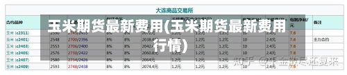 玉米期货最新费用(玉米期货最新费用行情)