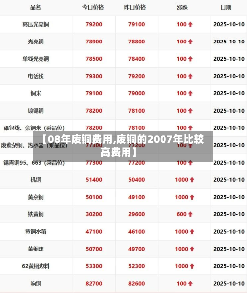 【08年废铜费用,废铜的2007年比较高费用】