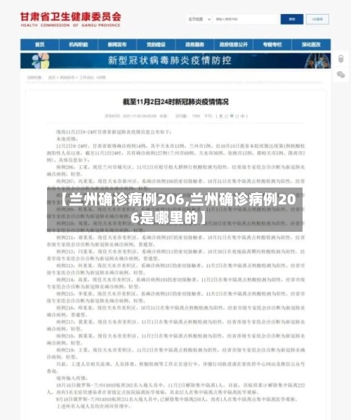 【兰州确诊病例206,兰州确诊病例206是哪里的】