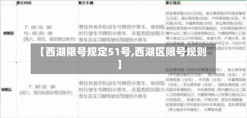 【西湖限号规定51号,西湖区限号规则】