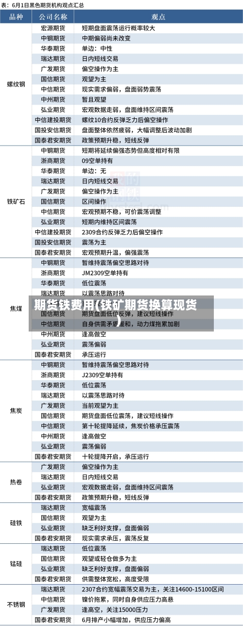 期货铁费用(铁矿期货换算现货)