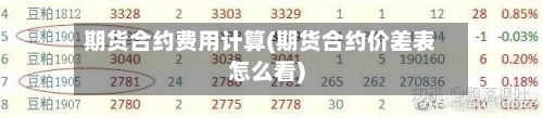 期货合约费用计算(期货合约价差表怎么看)-第2张图片