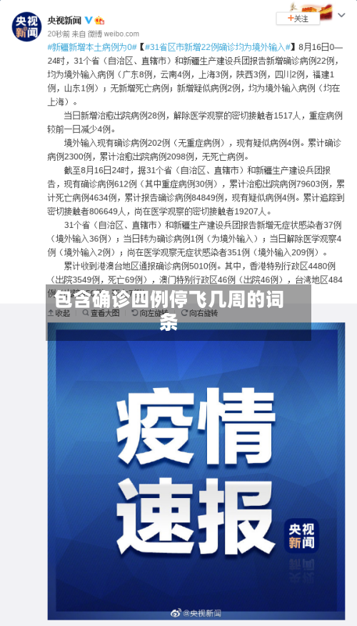 包含确诊四例停飞几周的词条