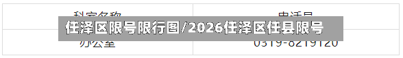 任泽区限号限行图/2026任泽区任县限号