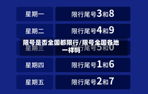 限号是否全国都限行/限号全国各地一样吗